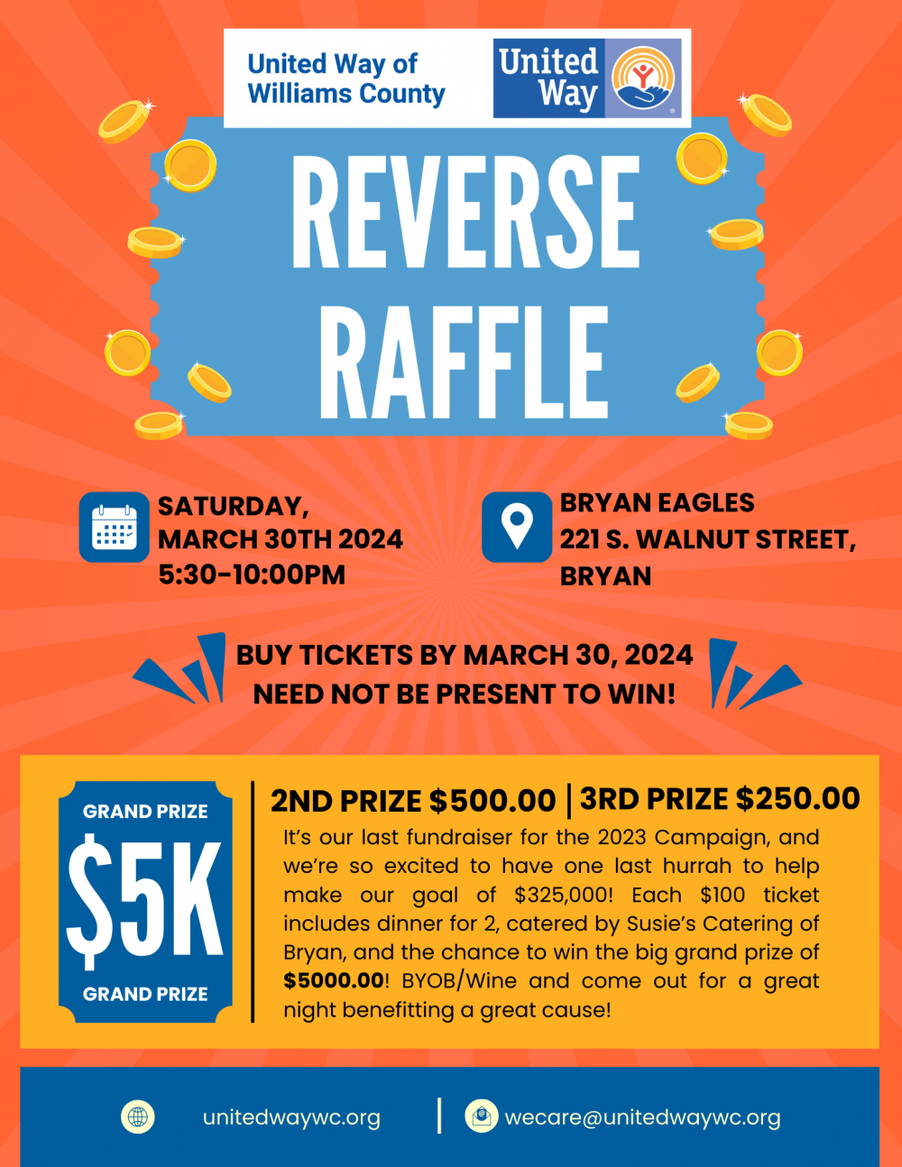 Reverse Raffle Flyer & Event Details